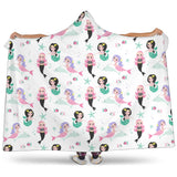 Cute Mermaid Dolphin Fish Starfish Pattern Hooded Blanket