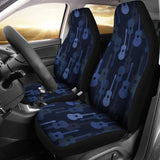 Blue Theme Guitar Pattern Universal Fit Car Seat Covers