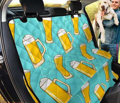 Beer Pattern Green Background Dog Car Seat Covers