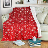 Snowflake Pattern Red Background Premium Blanket