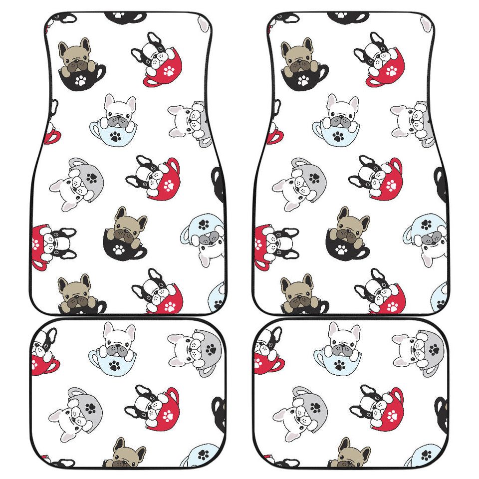 French Bulldog Cup Paw Pattern Front And Back Car Mats