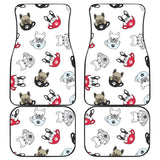 French Bulldog Cup Paw Pattern Front And Back Car Mats
