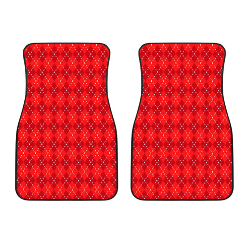 Red Argyle Front Car Mats Set 2
