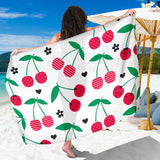 Cherry Pattern White Background Sarong