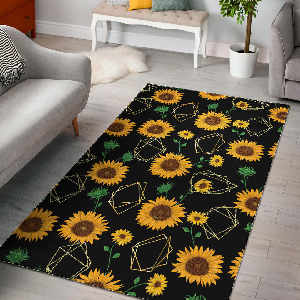 Sunflower Golden Polygonal Shapes Area Rug