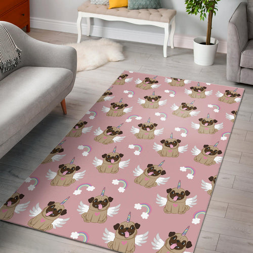 Cute Unicorn Pug Pattern Area Rug