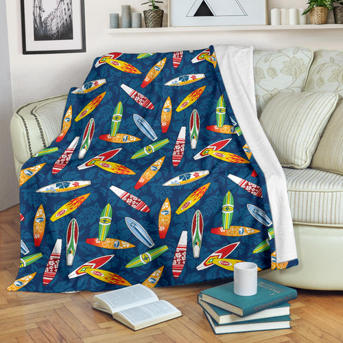 Surfboard Pattern Print Design 01 Premium Blanket