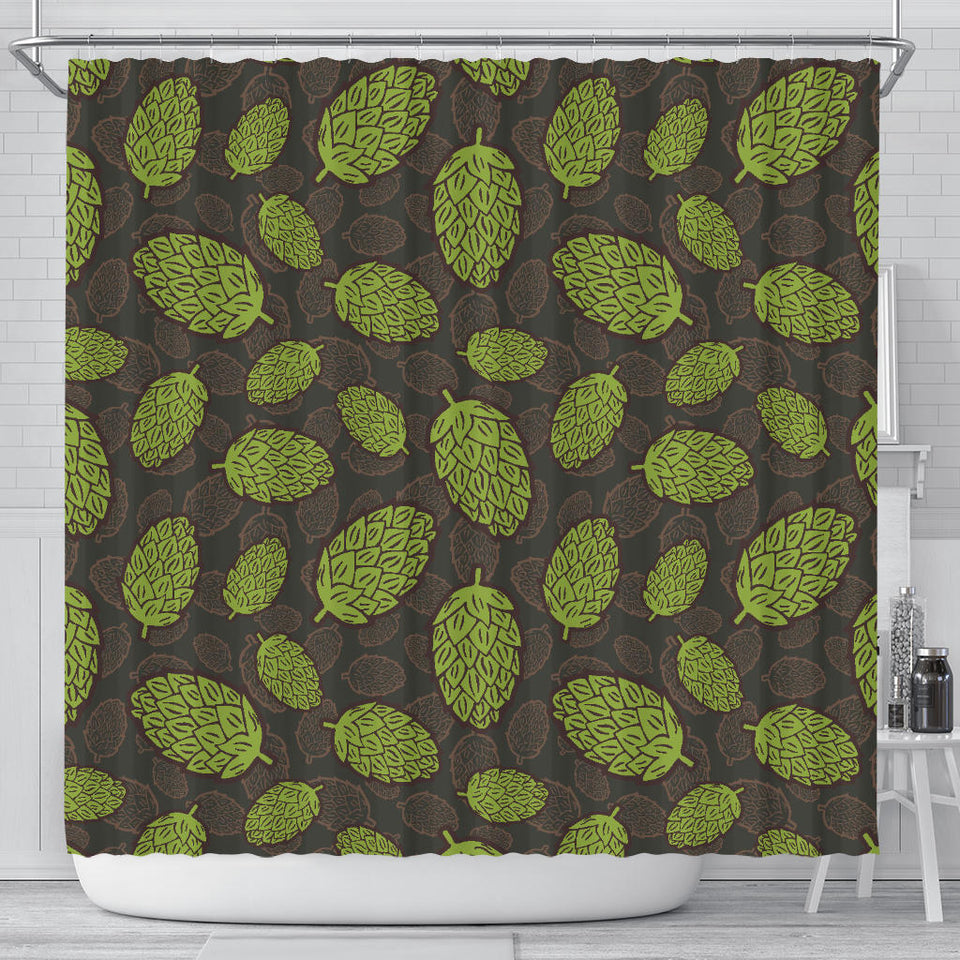 Hop Pattern Black Background Shower Curtain Fulfilled In US