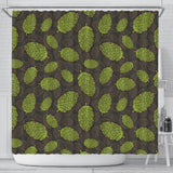 Hop Pattern Black Background Shower Curtain Fulfilled In US