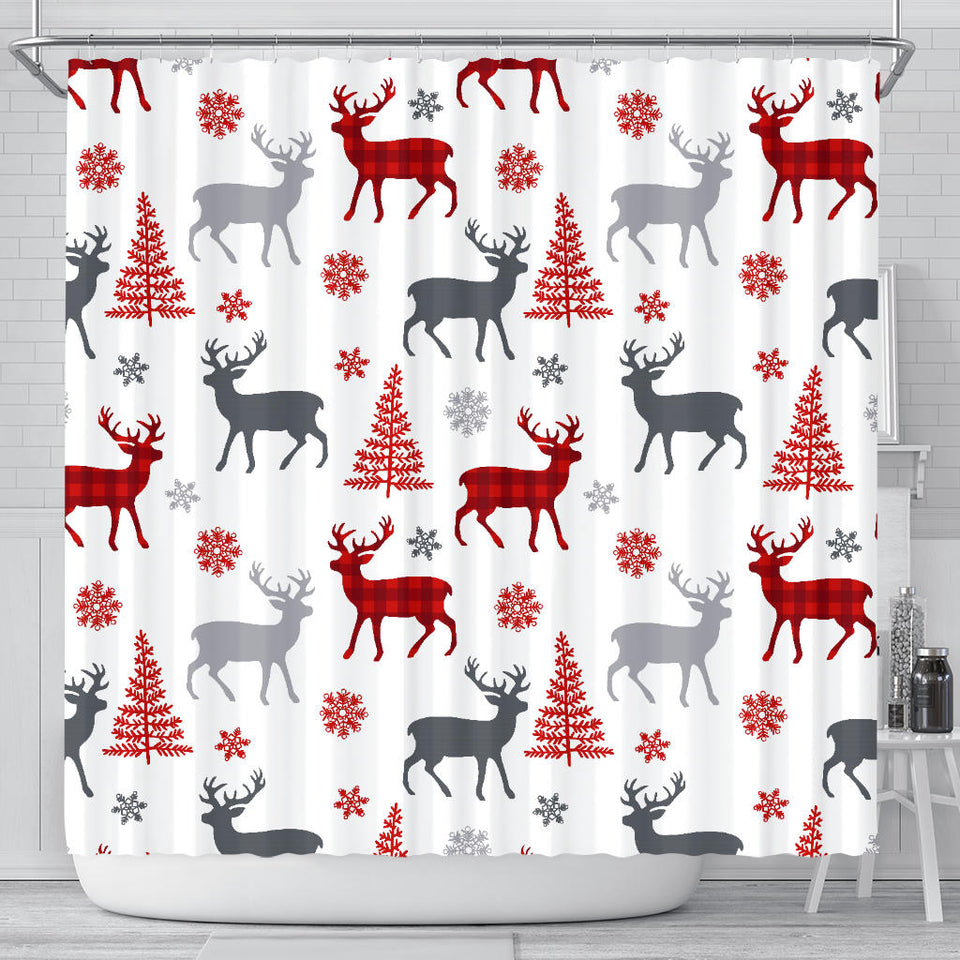 Deer Tree Snowflakes Chrismas Pattern Shower Curtain Fulfilled In US