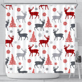 Deer Tree Snowflakes Chrismas Pattern Shower Curtain Fulfilled In US