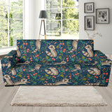 Raccoon Tropical Leaves Pattern Sofa Slipcover