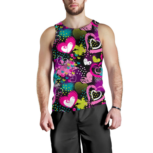 heart dot wave star creative design pattern Men Tank Top