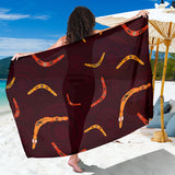 Boomerang Australian Aboriginal Ornament Circle Black Background Sarong