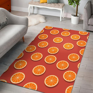 Oranges Pattern Red Background Area Rug