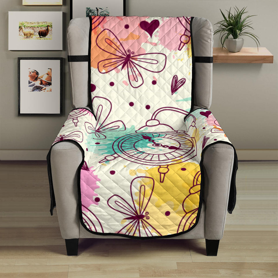 Clock butterfly pattern Chair Cover Protector