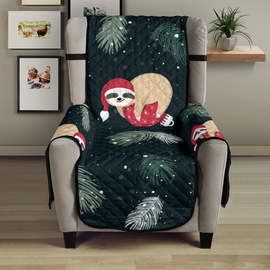 Cute sloths sleeping christmas ball santa hat pattern Chair Cover Protector