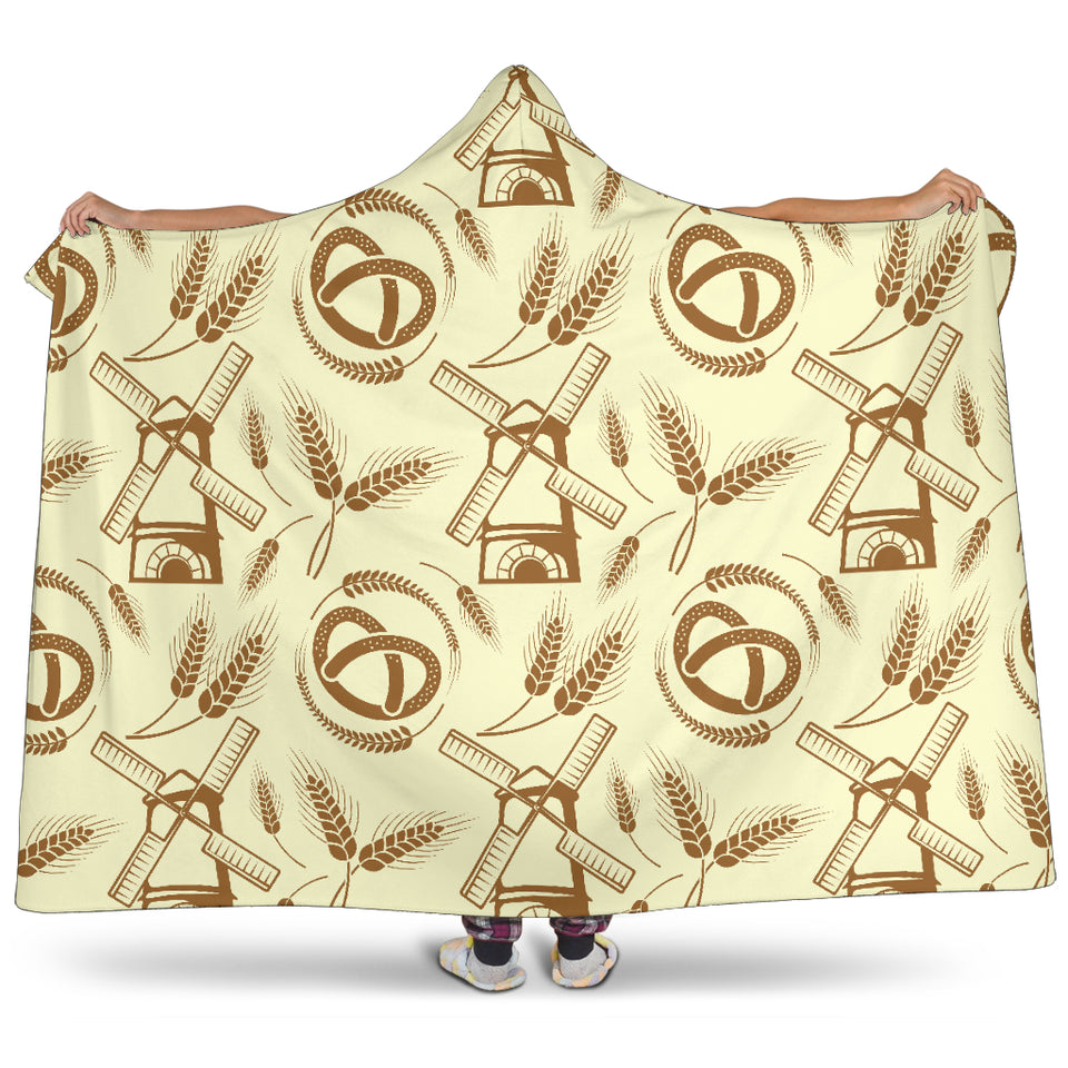 Windmill Wheat Pattern Hooded Blanket