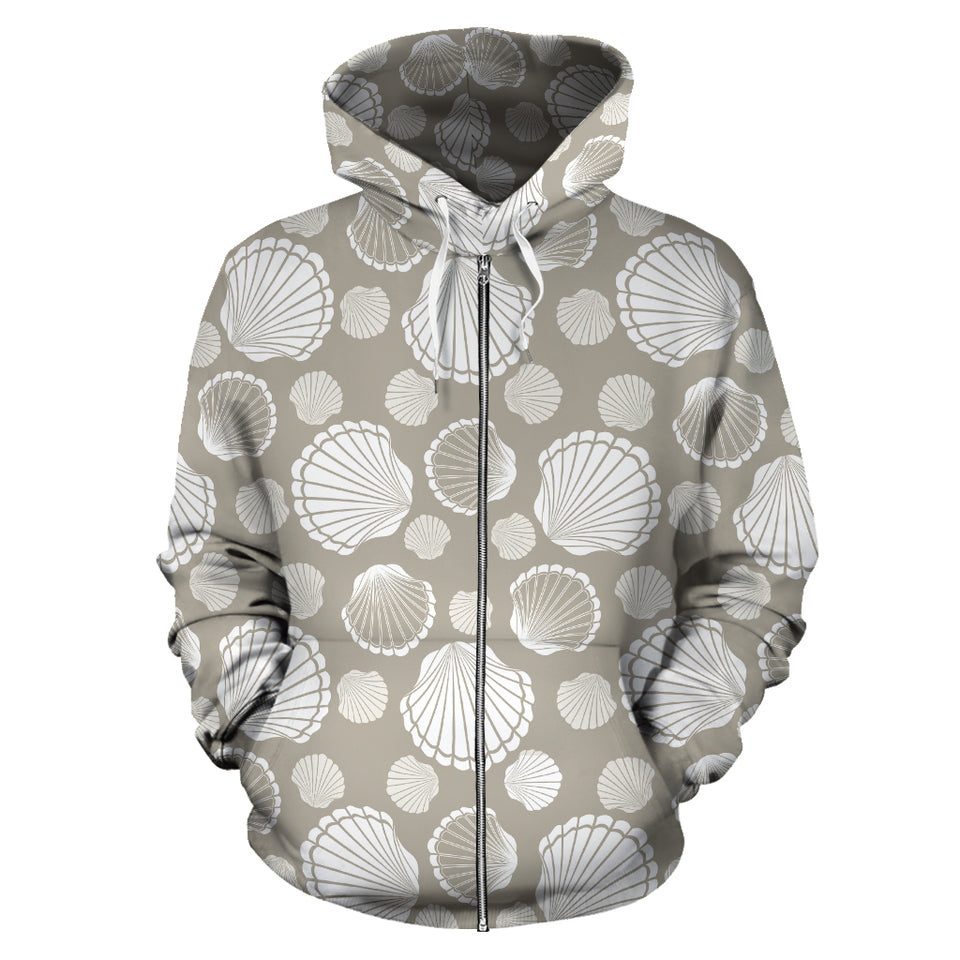 Scallop Shell Pattern Zip Up Hoodie