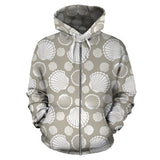 Scallop Shell Pattern Zip Up Hoodie
