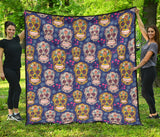 Sugar Skull Flower Pattern Premium Quilt