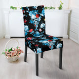 Skull Flower Roses Leave Pattern Dining Chair Slipcover