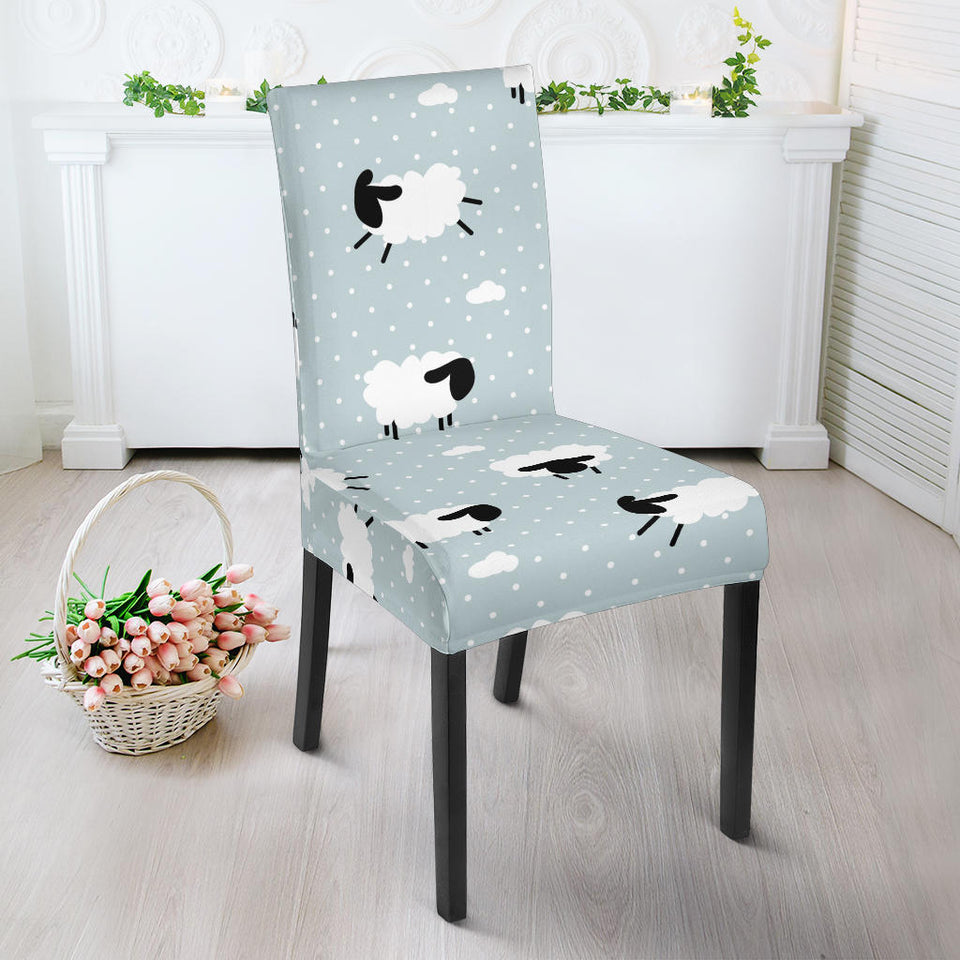 Sheep Polka Dot Cloud Pattern Dining Chair Slipcover