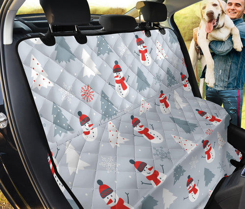Snowman Christmas  Tree Snow Gray Background Dog Car Seat Covers