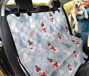 Snowman Christmas  Tree Snow Gray Background Dog Car Seat Covers