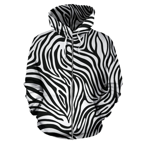 Zebra Skin Pattern Zip Up Hoodie