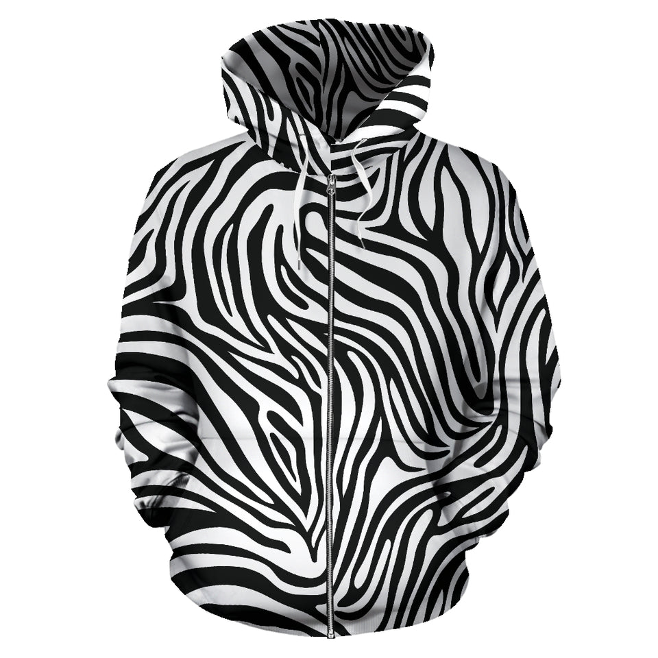 Zebra Skin Pattern Zip Up Hoodie