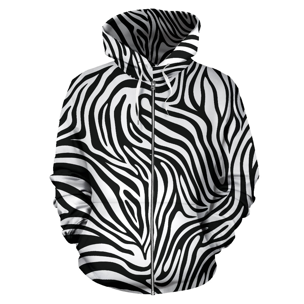 Zebra Skin Pattern Zip Up Hoodie