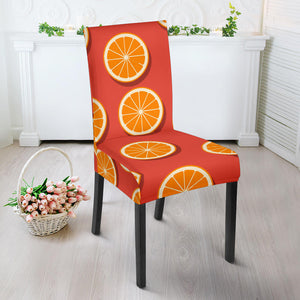 Oranges Pattern Red Background Dining Chair Slipcover