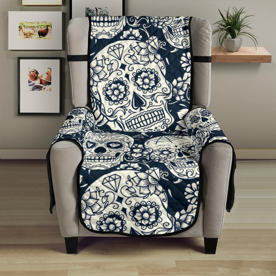 Sugar skull black white pattern Chair Cover Protector