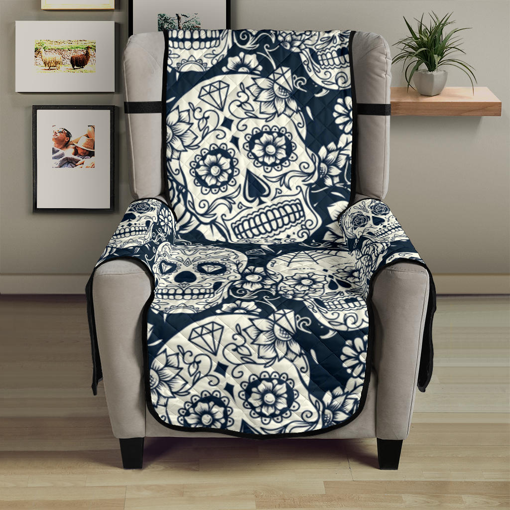 Sugar skull black white pattern Chair Cover Protector