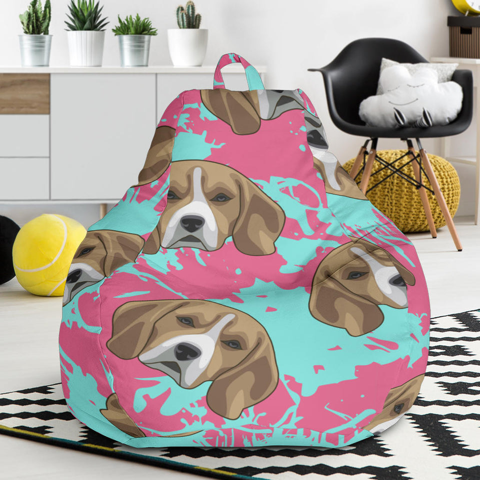 Beagle Muzzles Turquoise Paint Splashes Pink Pattern Bean Bag Cover