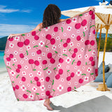 Cherry Flower Pattern Pink Background Sarong