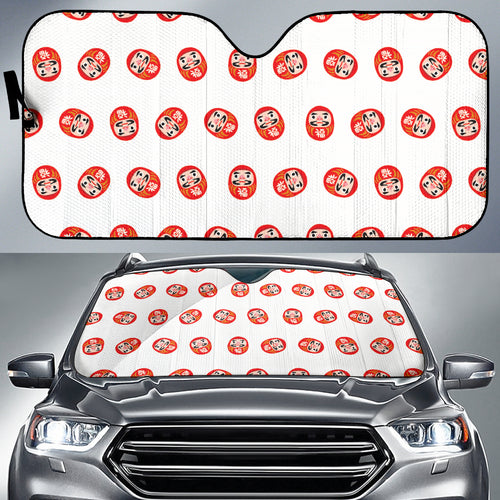 Daruma Japanese Wooden Doll Pattern Car Sun Shade