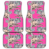 Chameleon Lizard Pattern Pink Background Front And Back Car Mats