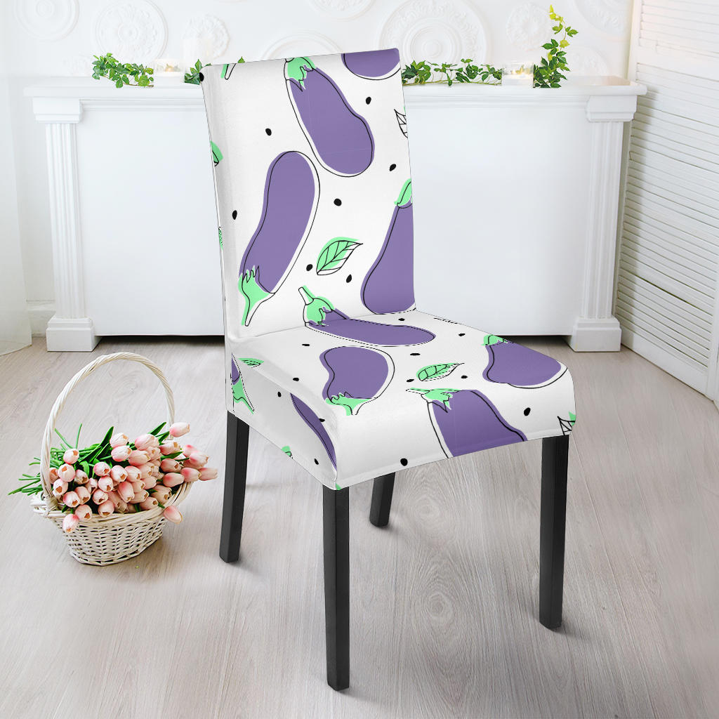 Eggplant Pattern Print Design 05 Dining Chair Slipcover