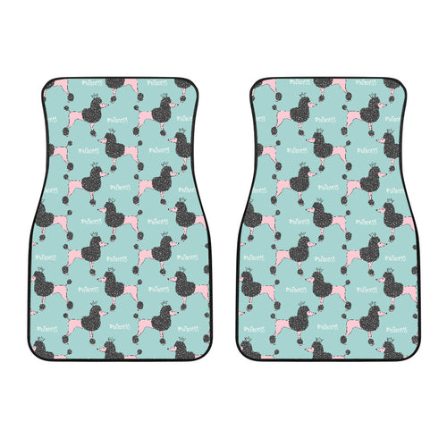 Poodle Dog Green Background Front Car Mats