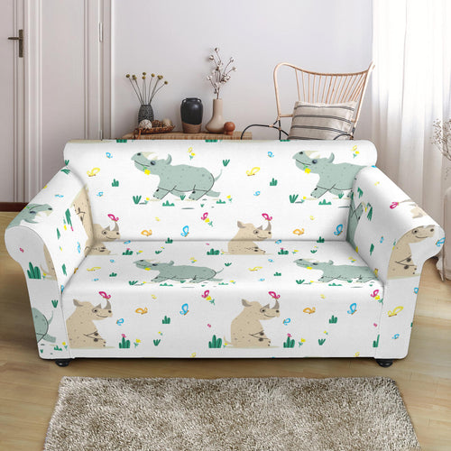 Cute Rhino Pattern Loveseat Couch Slipcover