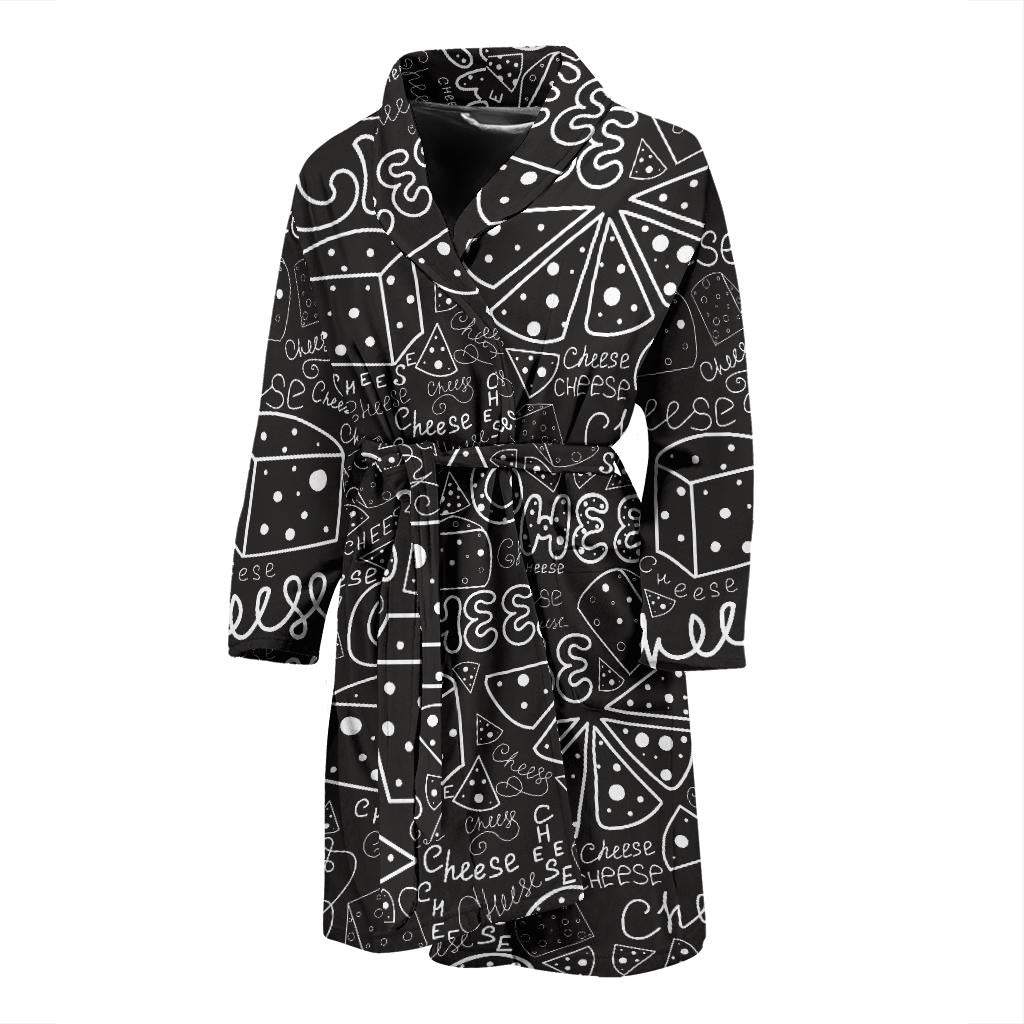 Handwritten Cheese Pattern Men'S Bathrobe