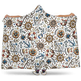 Cute Nautical Steering Wheel Anchor Pattern Hooded Blanket