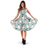Cute Penguin Pattern Sleeveless Midi Dress