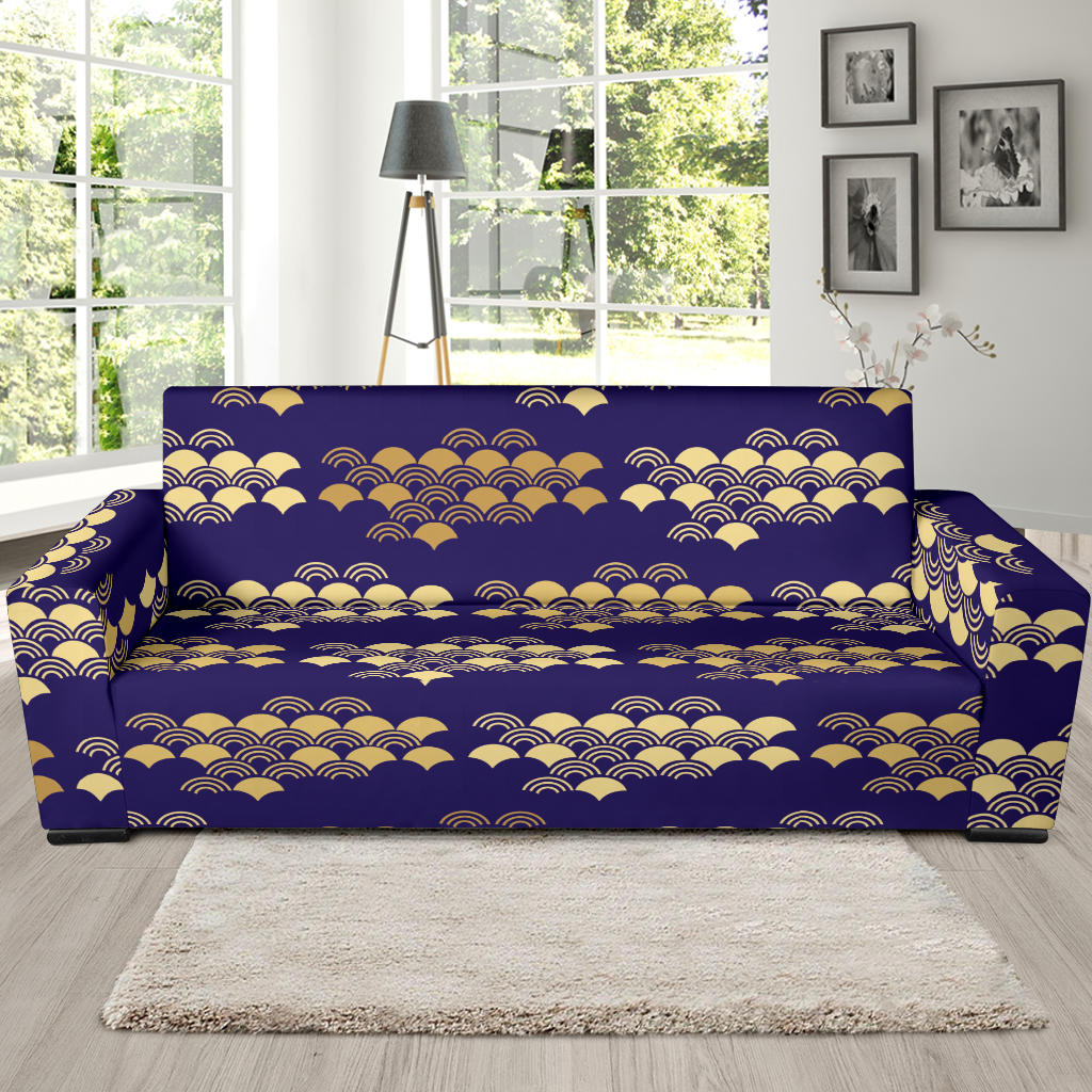 Beautiful Japanese Fan Pattern Sofa Slipcover