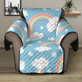 Cute rainbow clound star pattern blue background Recliner Cover Protector