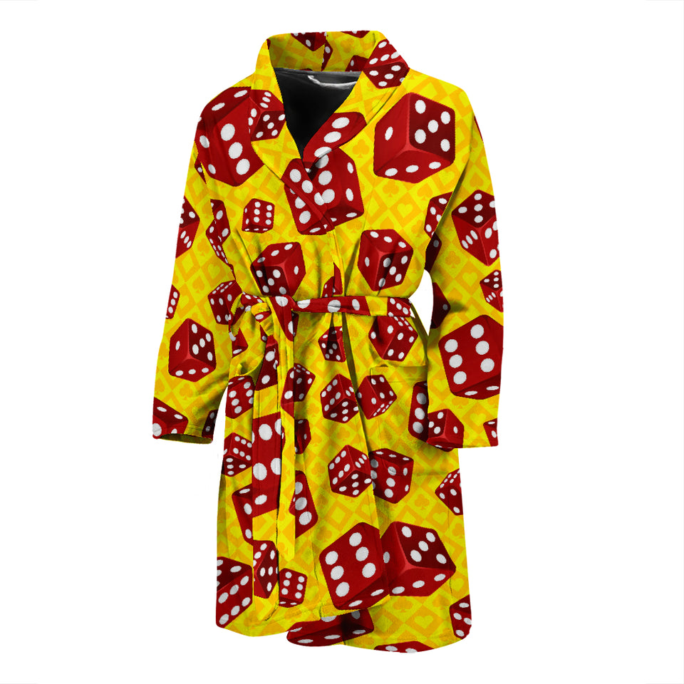 Dice Pattern Print Design 04 Men's Bathrobe
