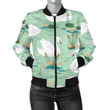 White Swan Lake Pattern Women'S Bomber Jacket