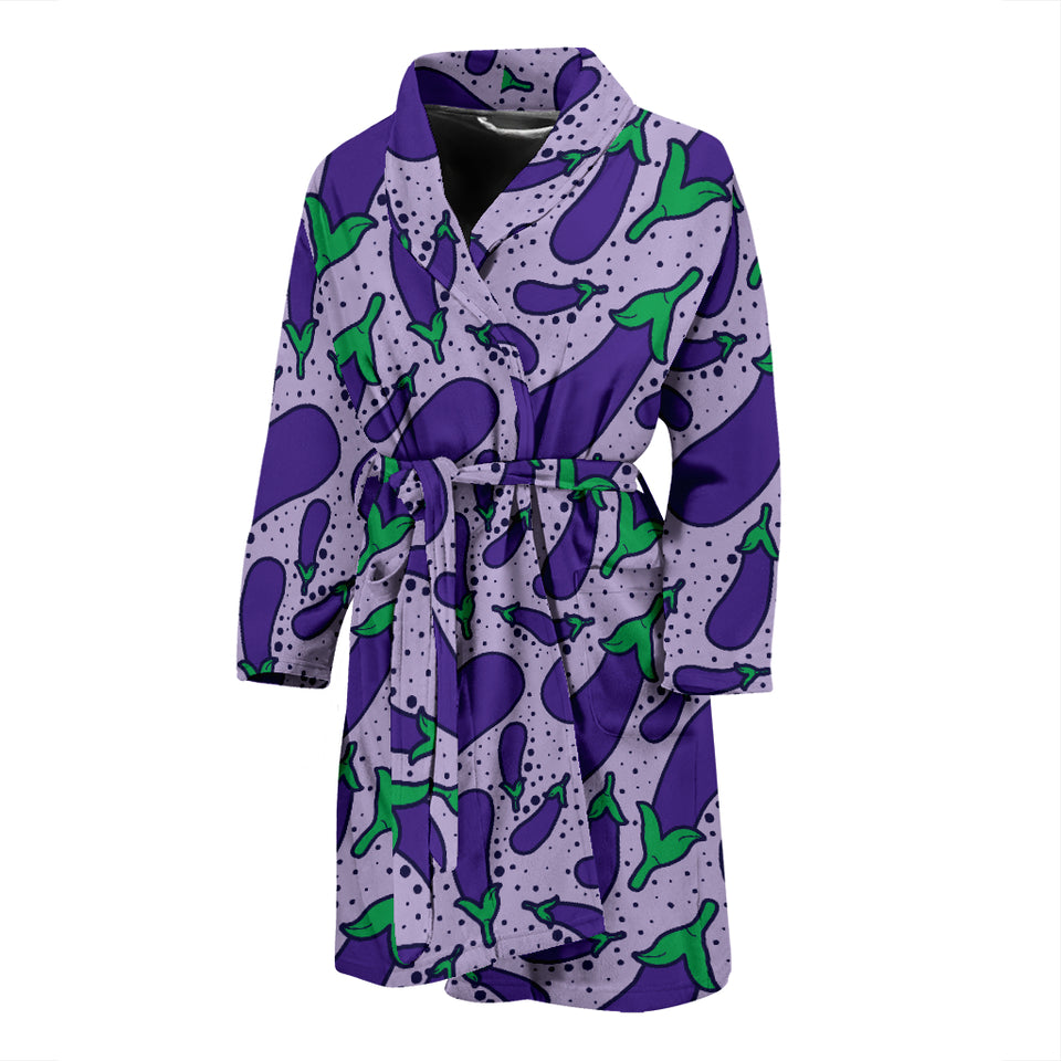 Eggplant Pattern Print Design 03 Men's Bathrobe